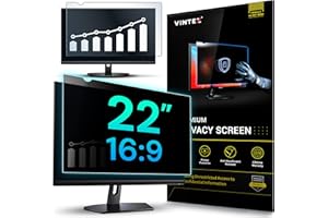 VINTEZ 22 Inch 16:9 Privacy Screen for Computer Monitor and Laptop - Anti Glare Protector Film Blue Light Filter Eye Protection - Computer Screen Privacy Shield, [1 Pack]