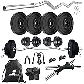Kore PVC 16-30 Kg Home Gym Set with One 3 Ft Curl and One Pair Dumbbell ...
