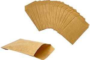 PAKNOR® 100 pièces sacs en papier brun petit - 7 x 12 cm, idéal pour remplir les larmes de joie et les calendriers de l'avent, mini sacs en papier kraft pour l'artisanat pour les mariages, Noël