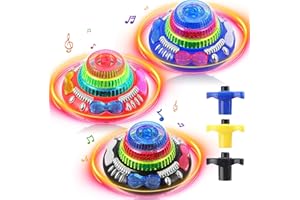 AONUILY Light Up Spinning Tops,3 Pcs Flashing Spinning Top Gyroscope Toy with Lights and Music for Kids Gift (Spinner 3P)