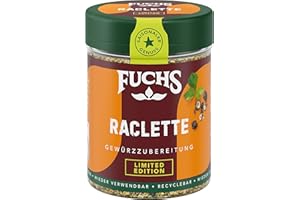 ‎FUCHS Fuchs Gewürze - Raclette Gewürz - Gewürzzubereitung für würzigen Raclettekäse und Ofenkäse - aus natürlichen Zutaten - 55 g in wiederverwendbarer, recyclebarer Dose