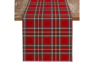 Kiatuniya Camino de Mesa Navidad Rojo Verde Tartán Cuadros Decorativas Invierno Pequeño Mantel Moderno Navideño para Cocina, Fiesta, Decoración de Mesa, 40 x 140 cm