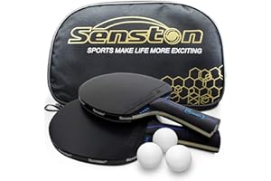 Senston Profesional Raqueta de Tenis de Mesa Set de 2 Jugadores, Pelotas de Tenis de Mesa de 3 Estrellas, Paleta de Ping Pong con Estuche, Ideal para Juegos Profesionales y Recreativos
