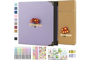 Vienrose DIY Scrapbook Photo Album Kit with Pens Tapes and Stickers 60 Pages Hardcover 12x12 Inches 3 Rings Removable Black Paper Scrapbooking for Lover Friends Kids Wedding Gift
