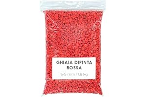 Landare Sassolini Colorati Rosso 1,8Kg - Sassolini Decorativi per Vasi - Sassi Decorativi per Vasi - Pietre Colorate - Pietre Decorative - Pietre Colorate per Decorazioni (6-9 mm) (Rosso)