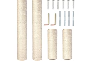 Pinkgarden Tiragraffi di ricambio per gatti in sisal naturale, 4 pezzi, M8, per lavori di ricondizionamento, bianco, viti incluse (40 + 40 + 20 + 20 cm)