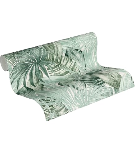 Carta Da Parati Palme In Tessuto Non Tessuto - Design Moderno 10.05m X 0.53m | Beige/Crema/Grigio | A.S. Creation - Foto 9