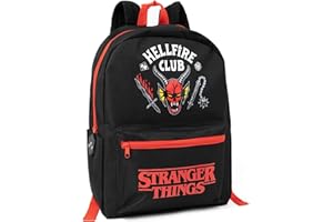 Stranger Things Hellfire Club Backpack | Girls & Boys Black Rucksack with Adjustable Straps | Practical & Organised Luggage Sports School Bag | Netflix Series Merchandise Gifts for Kids & Teens