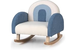 LIFEZEAL Kindersofa Schaukelstuhl, Kindersessel aus Teddy Samtmaterial & Massivholzbeinen, Mini Sofa für Mädchen & Junge, Kinderstuhl für Kleinkinder 3–5 Jahre