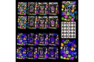 XJLANTTE Sacchetti regalo per feste al neon fluorescenti - 20 pezzi Sacchetti regalo Sacchetti bomboniere con adesivi, Sacchetti di carta colorata fluorescente Sacchetti regalo