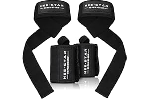 Hee-Star Bande Poignet + Sangle de Tirage Musculation - Ensemble No Pain No gain pour la Salle de Sport - Protege Poignet et Lifting Straps - Accessoires Musculation