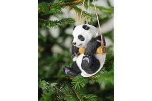 YARD YARD Panda Decoration Pendant – 14 cm Swing Panda Hanging Animal Charm Cute Bamboo Crafts Ornaments Outdoor Bearcat Figurine for Lawn Garden Courtyard Terrace Patio Tree GDST04