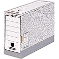 10 BANKERS BOX A4 System Foolscap Transfer Box Files - Cardboard Transfer Boxes for Foolscap, Folio and Paperwork - W12 x H25.5 x D36cm - Pack of 10 - Grey