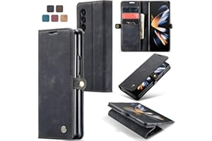 Cracedily Handyhülle für Samsung Galaxy Z Fold 4 Hülle, Klapphülle Premium Lederhülle Klappbar Flip Case Tasche Magnet Kartenfach Standfunktion Klapphülle Schutzhülle, Schwarz