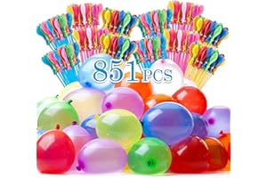 Betensh Wasserbomben Selbstschließend, 851 Stück Wasserballons, Bunt Wasserbombem, 60 Sekunden Schnellfüller, Wasser Bomben mit Wasserhahn Anschluss, Water Balloons für Kinder, Sommer