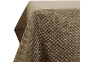Deconovo Tovaglia Rettangolare in Finto Lino 130x280 cm - Elegante e Decorativa per Sala da Pranzo e Feste - Taupe, 1 Pezzo