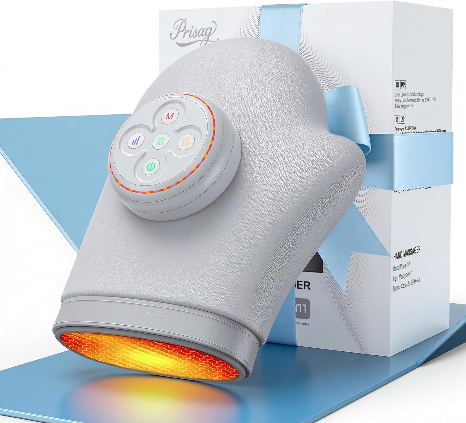 Masajeador de Manos Eléctrico Prisag con Calor, 3 Modos y 5 Niveles Intensidad, Compresión de Aire para Artritis y Túnel Carpiano, Alivio del Dolor, Regalo Ideal para Mujeres, Padres y Abuelos, Gris