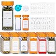 Fix Space 24PCS Bamboo Glass Spice Jars With Lids And Labels - Square Glass Jars With Bamboo Lids - Waterproof Labels Stickers For Herbs, Spices & Seasoning - Kitchen Storage & Organisation