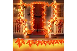 FFZZKJ Autumn Leaves Fairy Lights 3M 20LED Maple Leaves Halloween Decorations Lights mit Timer Leaf Garland Indoor Outdoor Battery Operated for Autumn Theme Parties, Halloween, or Home, Garden Decoration