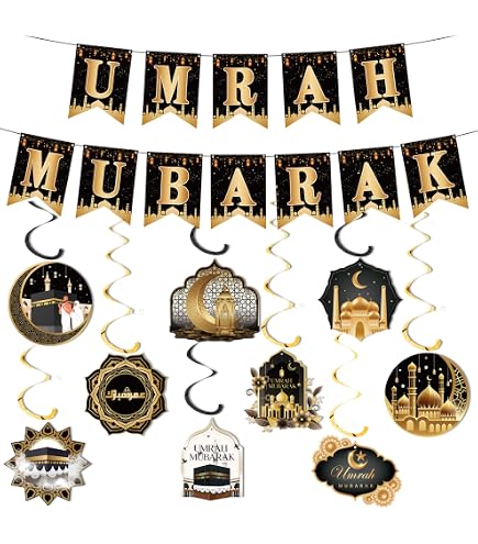 Umrah Mubarak Banner – Wimpelkette Für Umrah-Feiern, Geburtstag, Verlobung, Partydekoration