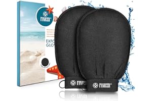 PHOMANTTONARY Guanto Esfoliante Corpo Nero, 2 Pezzi Guanti Esfolianti Per Una Pulizia Profonda, Rimuove Morte Pelle, Per Una Pelle Liscia E Vellutata, Ideale Per Doccia E Bagno, Perfetto Per La Tua Routine Di Belle