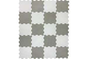 SAFRI 20Pc 10mm Thicknes Grey White Kids Playmat Floor Matting Foam Garden Fitness Nursery Mat