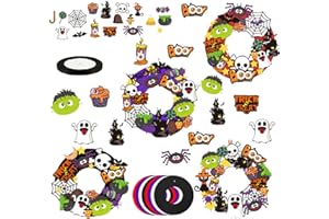 Ajuanbazha 8 Ghirlande di Halloween per Bambini, Kit Ghirlande di Halloween, Ghirlanda Halloween per Porta, Corona Halloween Aritigianale per Porta Bambini