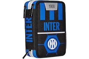 Seven Astuccio Scuola 3 Scomparti, F.C. INTER Calcio - FIN ALLA VITTORIA, Blu Nero - Portapenne Multi Scomparto Con Matite, Penne e Colori, Accessori Zaino, Zaino Scuola - Astuccio Bambino Ragazzo