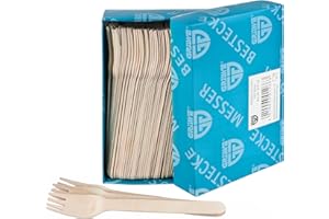 GRÄWE Set de 100 fourchettes à usage unique, couverts en bois non traité, couverts jetables biodégradables et compostables, idéal pour les fêtes, pique-niques et événements.