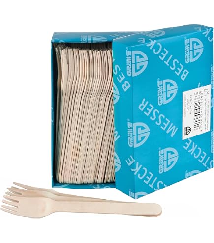 GRÄWE® Forchette Usa E Getta Per Patatine Fritte In Legno Di Betulla, 500 Pezzi, 8,5 Cm, Ecologiche E Compostabili