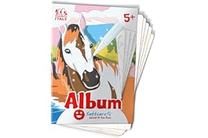 Sabbiarelli Sand-it For Fun - Álbum Caballos con 5 Dibujos Adhesivos para Colorear con Arena de Colores (no incluida) - Manualidades Creativas, Preescritura - Niños y Niñas a Partir de 5 Años