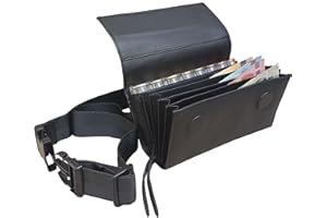 CLAIRE-FONCET Gürteltasche Geldbörse aus echtem Rindsleder mit transparentem 8-Münzen-Eurospender, Verschluss mit starken Magneten, ideal für Kellner, Kellnerin, Brauerei, Restaurants.