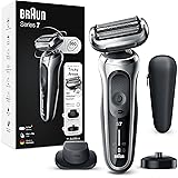 Braun Series 7, Rasoio Elettrico Barba, Custodia da Viaggio, Accessori Inclusi, con Testa e Lame Flessibili, Base di Ricarica