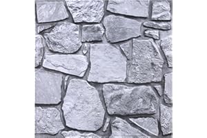 COMSTICKC Pannelli Adesivi per Pietra 3D, 10 Pezzi 30x30cm, Mattoni 3D Adesivi Murali, PVC Pannello Finta Pietra per Decorativi Pareti Interne Cucina, Bagno, Soggiorno, Impermeabile