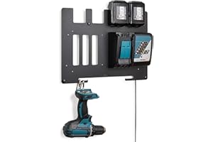 etterr • Metal Wall Mount for Makita 18V LXT Batteries and Chargers • Compatible with DC18RC and DC18RD • Charging Station • Tool Panel and Drill Hanger