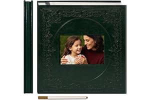 Vienrose Álbum de Fotos Autoadhesivo de Cuero Sintético con Ventana, Álbumes de Recortes para Fotos de 10x15, 13x18, Libro de Recuerdos para Bebé, Niños, Bodas, 20 Hojas (40 Páginas) Verde Oscuro