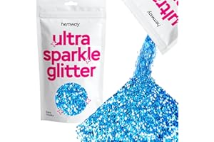 Hemway Premium Ultra Sparkle Glitter Multi Purpose Metallic Flake for Arts Crafts Nails Cosmetics Resin Festival Face Hair - Ocean Blue - Extra Chunky (1/24" 0.040" 1mm) 100g / 3.5oz