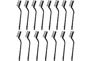 Belle Vous Mini Edelstahl Drahtbürsten Set (15er Set) - Drahtbürste mit Gebogenem Kunststoffgriff und Aufhängeloch - Handwerker Bürste zum Reinigen von Mauerwerk, Metallarbeit, Schweißschlacke & Rost