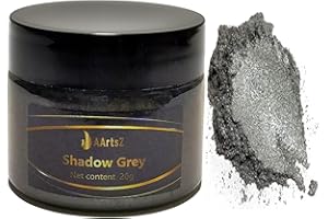 ‎AARTSZ Epoxy Resin Colour Metallic (Shadow Grey/Grey (20g)), AArtsZ Mica Powder Powder, Epoxy Resin Paint, Pigment, Colour Pigments Pigment Powder Colours for Cosmetic Quality, Level Lip Gloss Soap Colours