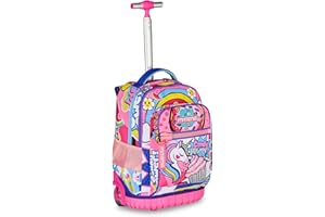 Mitama Trolley Scuola Run Maxi DAISYPOP, Rosa, Doppio Scomparto, Tasca Frontale, 2 Tasche Laterali, Scuola Elementare e Tempo Libero, Bambina