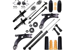 HOMRY BESTPRICE 4x ammortizzatore a gas a pressione anteriore e posteriore, incluso cuscinetto del puntone e set di parapolvere + 2x asta di accoppiamento + 2x tirante + 2x braccio oscillante anteriore