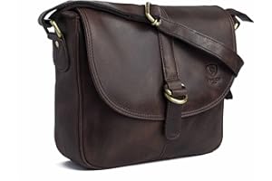 J. Wilson London - Designer 100% Pure Genuine Real Distressed Vintage Hunter Leather Handmade Unisex Crossover Shoulder Messenger Briefcase Bag