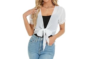 Famrrifuu Coprispalle Donna Elegante Chiffon Cardigan Leggero Estivo Manica Corta Giacca Casual Bolero Corto