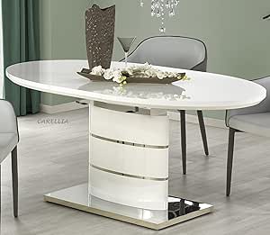 Extendable Oval Dining Table L 140 X 180 Cm X D 90 Cm X H 76 Cm White Amazon Co Uk Home Kitchen