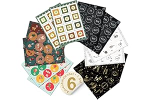 ‎ECCK Adventskalender Zahlen Aufkleber & Sticker 1–24 – 6x24 Stück für DIY Adventskalender Tüten zum Befüllen – rund & quadratisch (Ø 4 cm) – Kreativ basteln mit Kindern & Erwachsenen