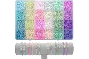 Liangding 8000+ pcs Kit de Abalorios para Hacer Pulseras, 24 Colores 3mm Cuentas de Semillas de Vidrio, Cuentas para Hacer Pulseras para Niños, Adultos, Navidad, Cumpleaños