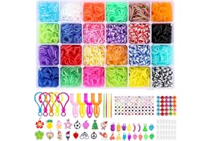 Daover Loom Band Kit, 5000+ Loom Bands Starter Kit Rubber Bands for Refill DIY Bracelet Making Craft Kits Colorful Bands Box Set with Board Beads, Charms, Y Loom, S-Clips, Crochet Hooks for Kids Gift