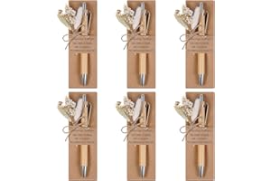 Hestya 6 Sets Danke Kollegen Geschenke Enthalten 6 Holz Kugelschreiber mit Gravur 6 Echtem Trockenblumenstrau 6 Stifthalter aus Papier für Weihnachten Abschiedsgeschenk Kolleginnen