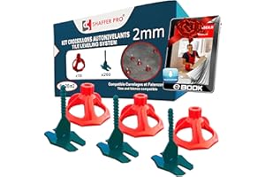 Shaffer Pro - Lote de 200 cruces y 100 diales reutilizables con sistema de nivelación de rosca de baldosas, nivelación de clips para baldosas