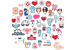 HJJMN 43Pcs Fun Medical Shoe Charms, Nurse Shoe Charms Decoration Party Favours, PVC Doctor Gifts Includes Ambulance Stethoscope, DIY Cartoon Shoe Decor for Clog Sandals Adults